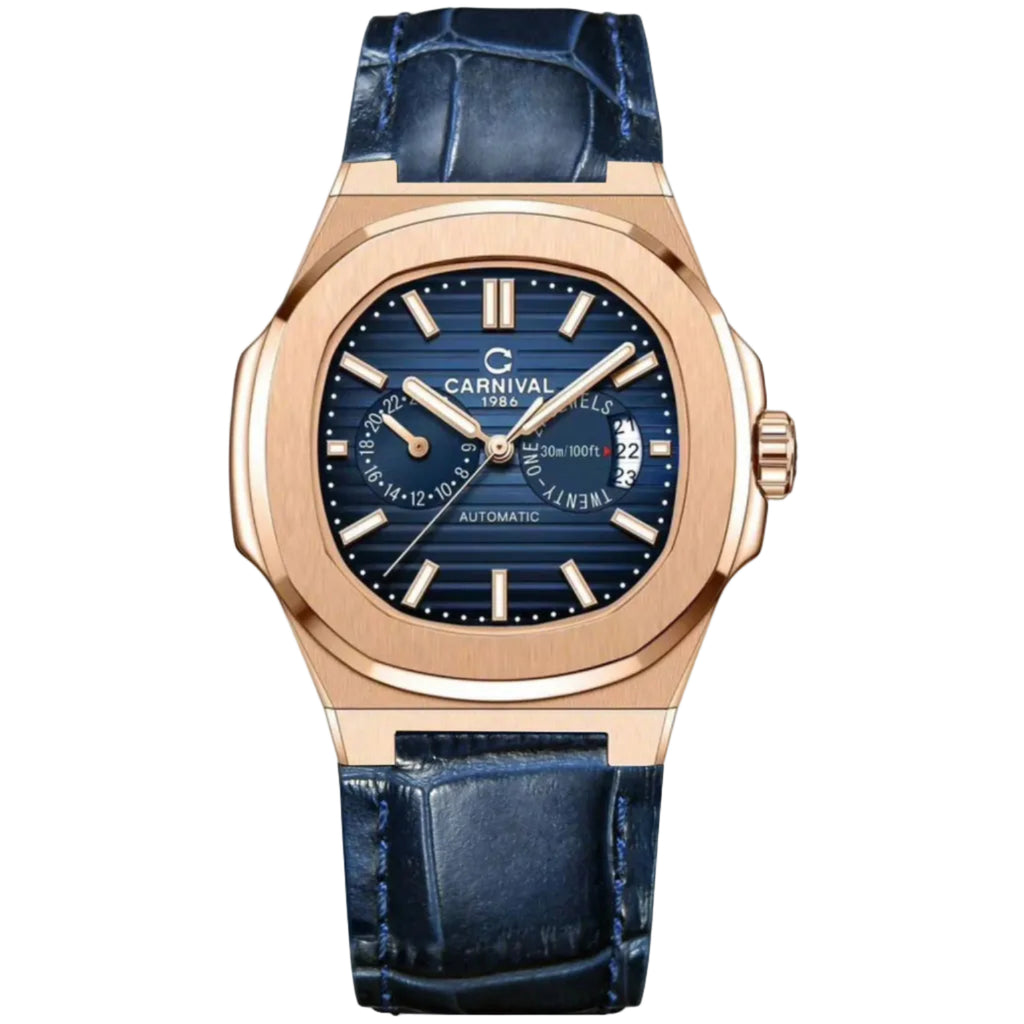 Carnival 8158G Rosegold Dây Da Xanh ( 8158G-VH-DD-X)