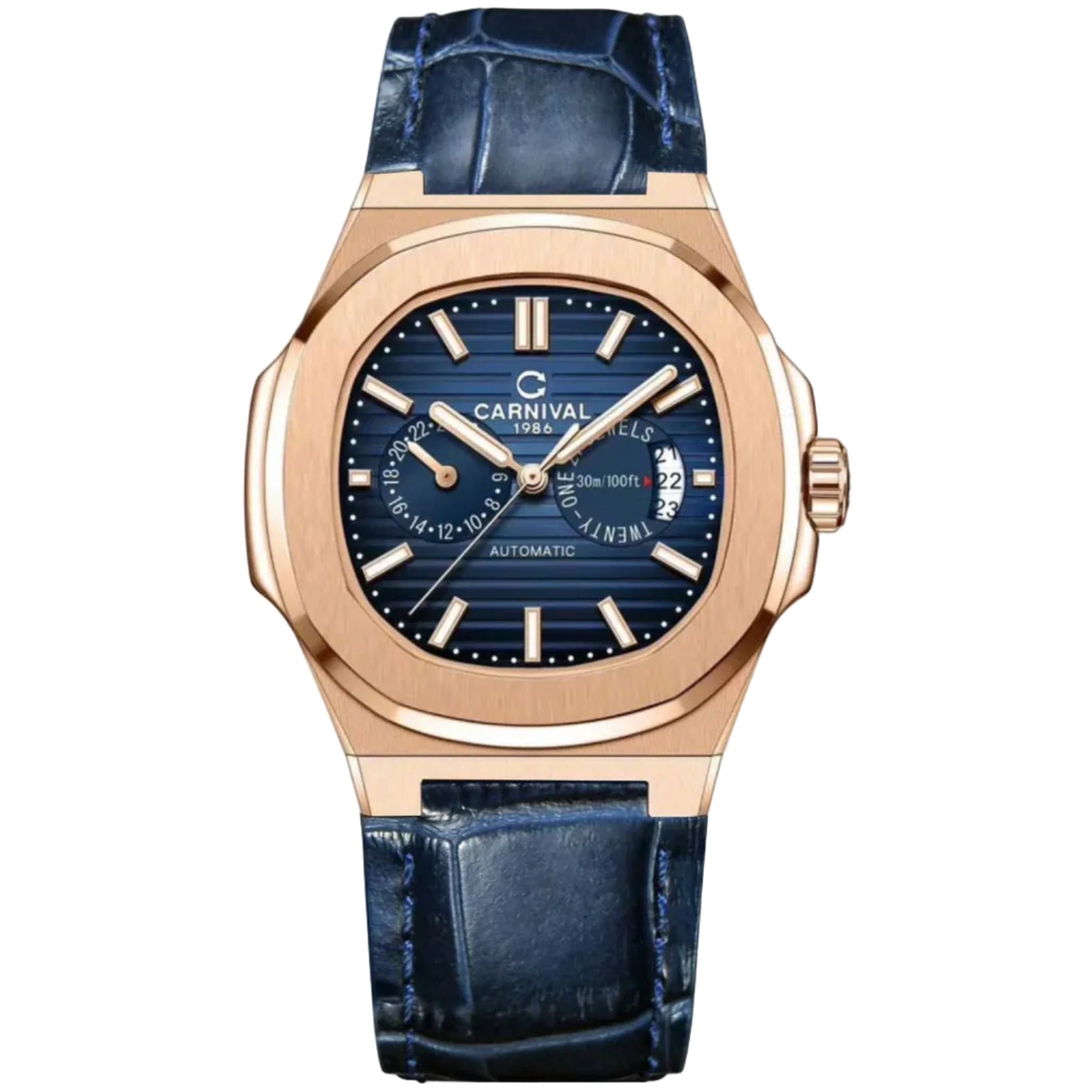 Carnival 8158G Rosegold Dây Da Xanh ( 8158G-VH-DD-X)