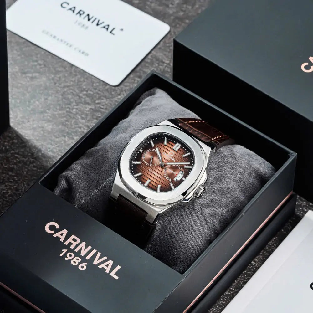 Carnival 8158G Bạc Nâu Dây Da ( 8158G-VT-DD-N)
