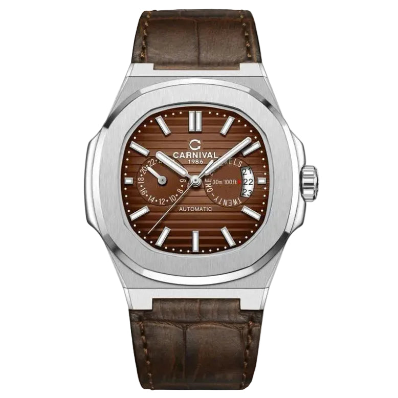 Carnival 8158G Bạc Nâu Dây Da ( 8158G-VT-DD-N)