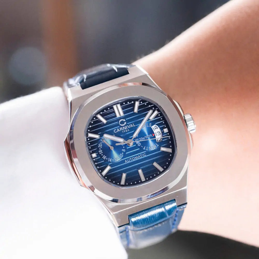 Carnival 8158G Bạc Xanh Dây Da ( 8158G-VT-DD-X)