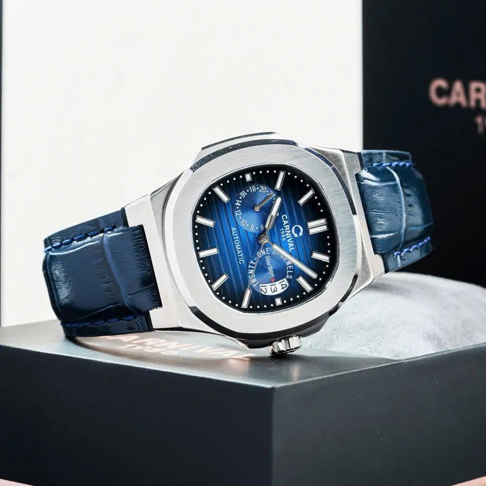 Carnival 8158G Bạc Xanh Dây Da ( 8158G-VT-DD-X)