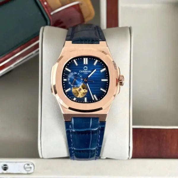 Carnival 8159G Rosegold Dây Da Xanh  ( 8159G-VH-DD-X)