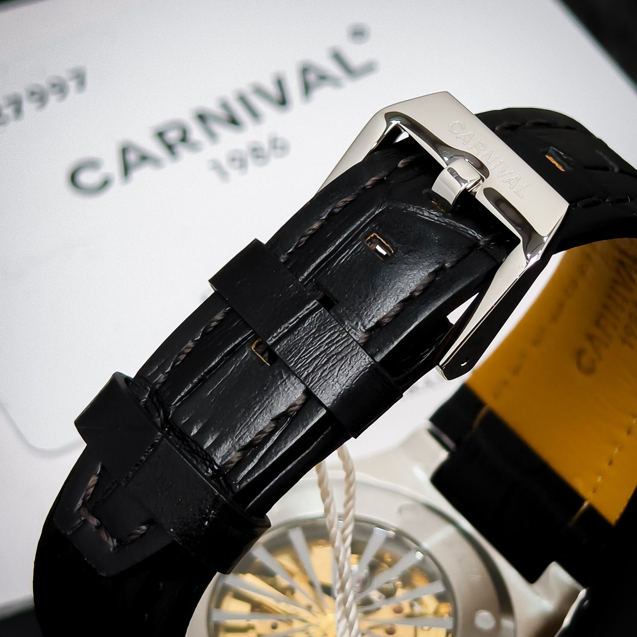 Carnival 8159G Bạc Dây Da Đen ( 8159G-VT-DD-D)