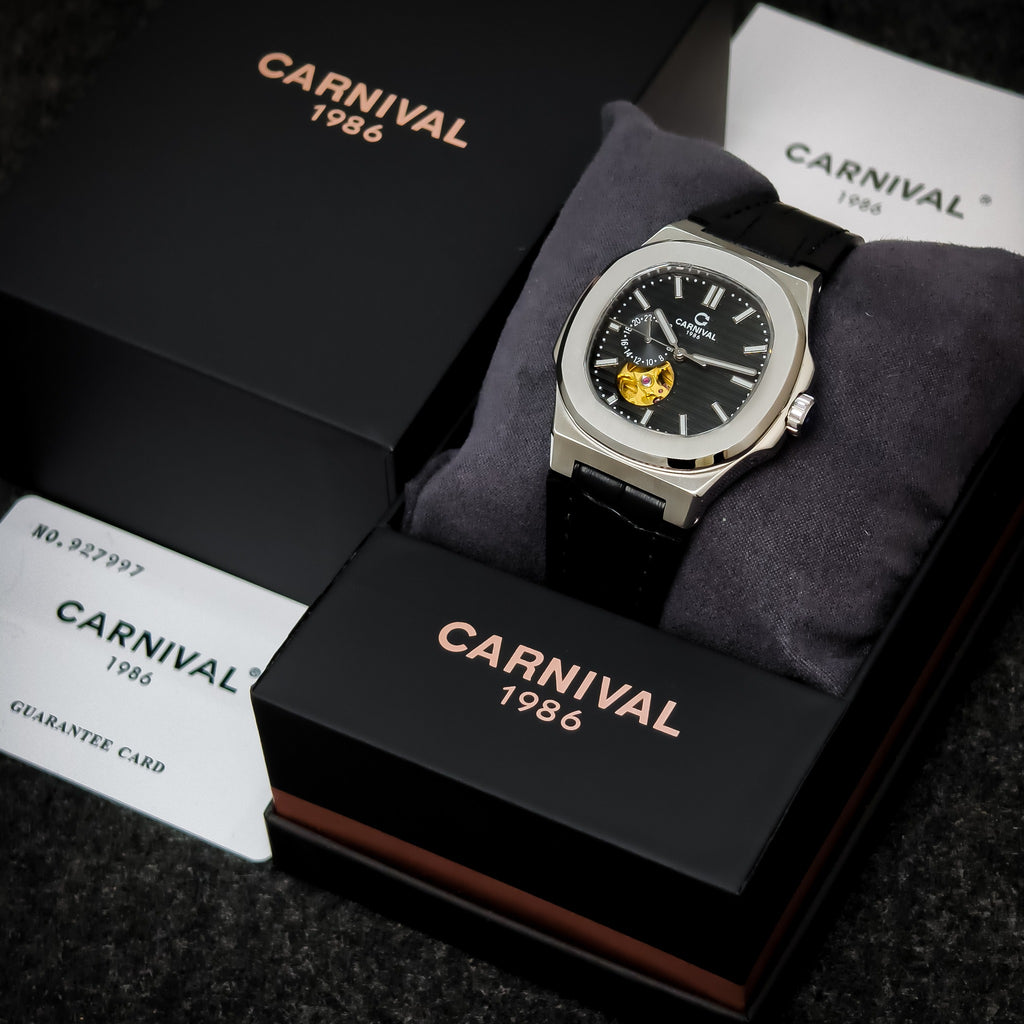 Carnival 8159G Bạc Dây Da Đen ( 8159G-VT-DD-D)