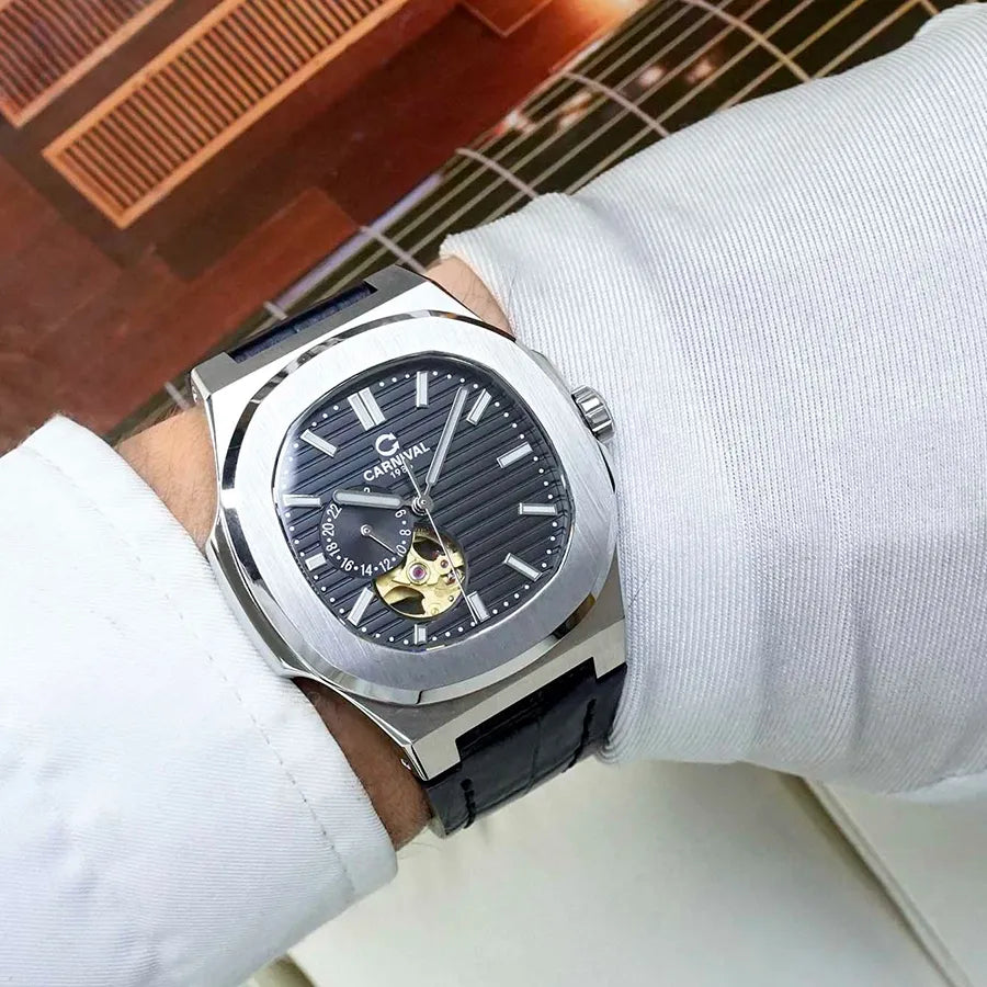 Carnival 8159G Bạc Dây Da Đen ( 8159G-VT-DD-D)