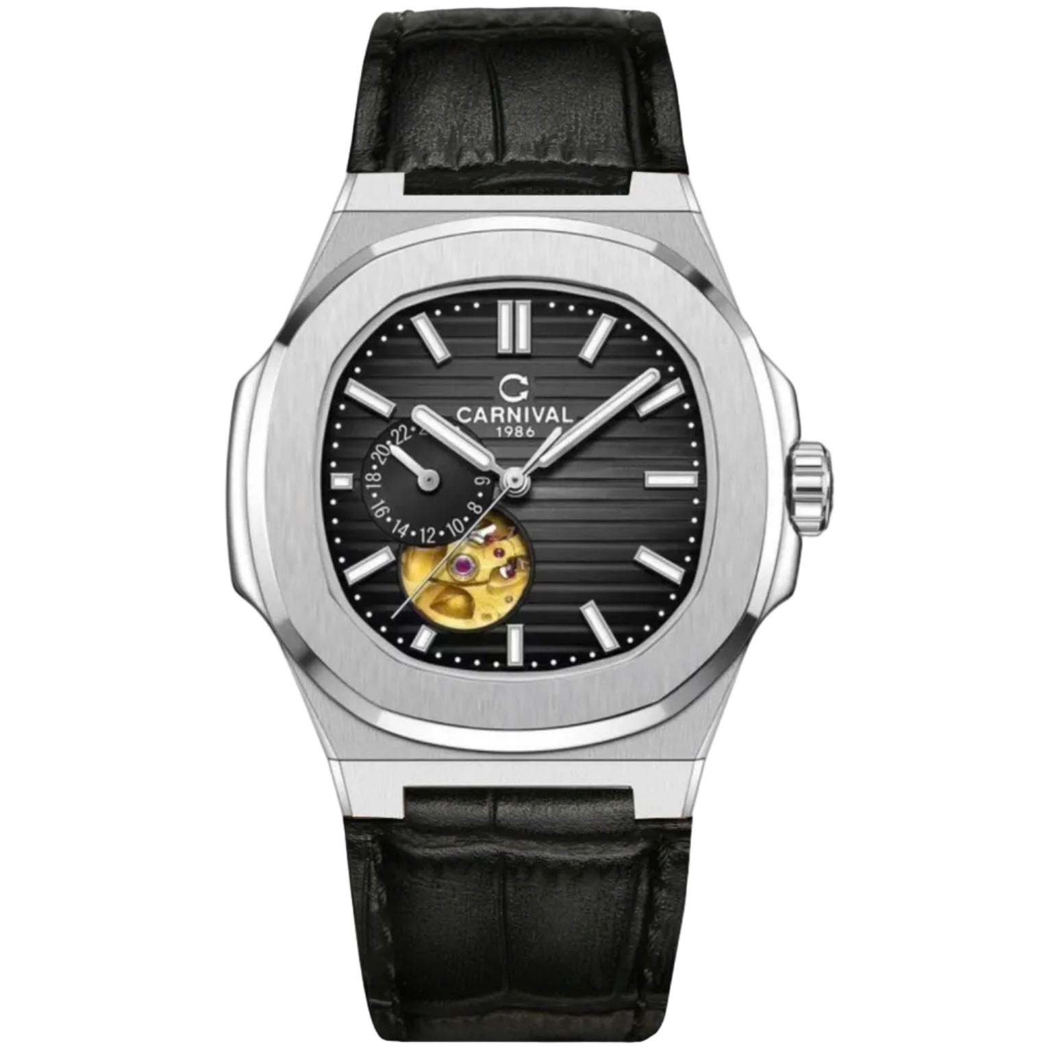 Carnival 8159G Bạc Dây Da Đen ( 8159G-VT-DD-D)