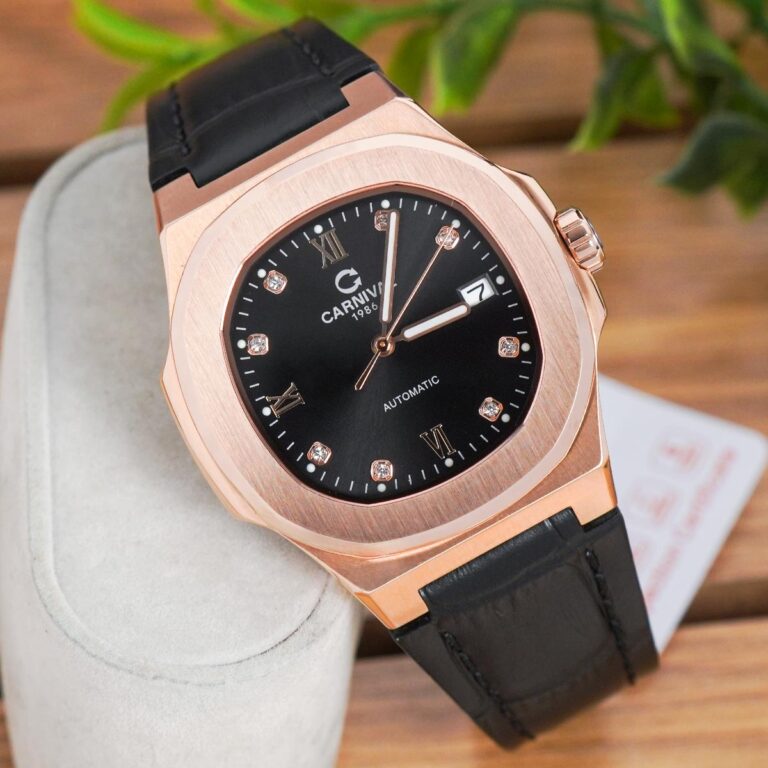 Carnival 8160G Rosegold Đen Dây Da ( 8160G-VH-DD-D)