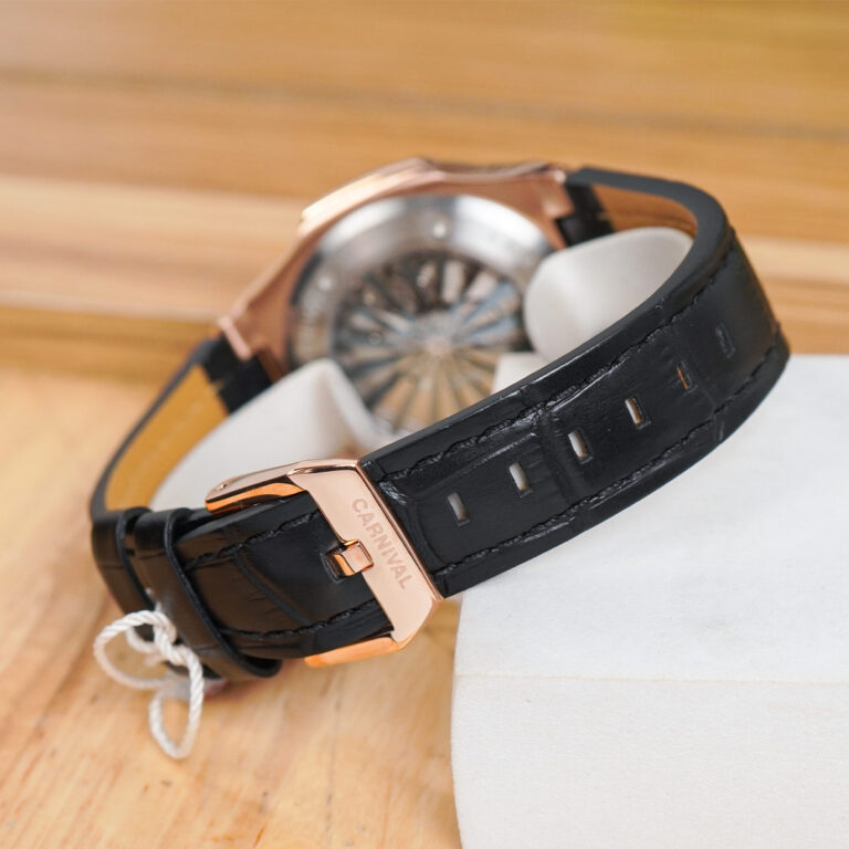 Carnival 8160G Rosegold Đen Dây Da ( 8160G-VH-DD-D)