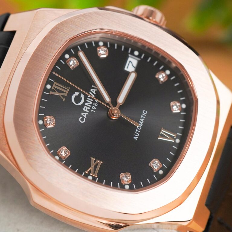 Carnival 8160G Rosegold Đen Dây Da ( 8160G-VH-DD-D)