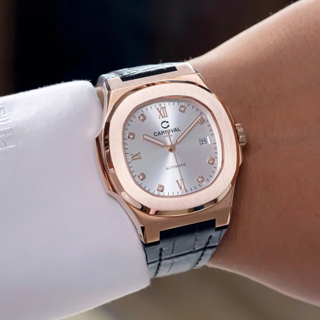 Carnival 8160G Rosegold Trắng Dây Da ( 8160G-VH-DD-T)