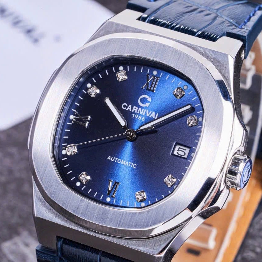 Carnival 8160G Bạc Xanh Dây Da ( 8160G-VT-DD-X)