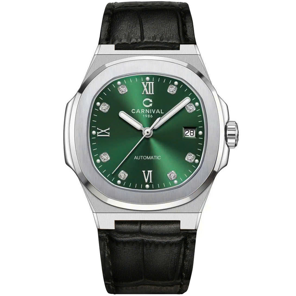 Carnival 8160G Bạc Xanh Lá Dây Da ( 8160G-VT-DD-XL)