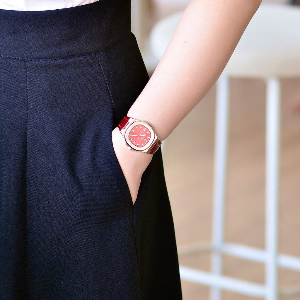 Carnival 8160L Rosegold Đỏ Dây Da ( 8160L-VH-DD-DO)