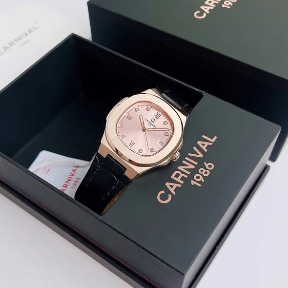 Carnival 8160L Rosegold Hồng Dây Da ( 8160L-VH-DD-H)