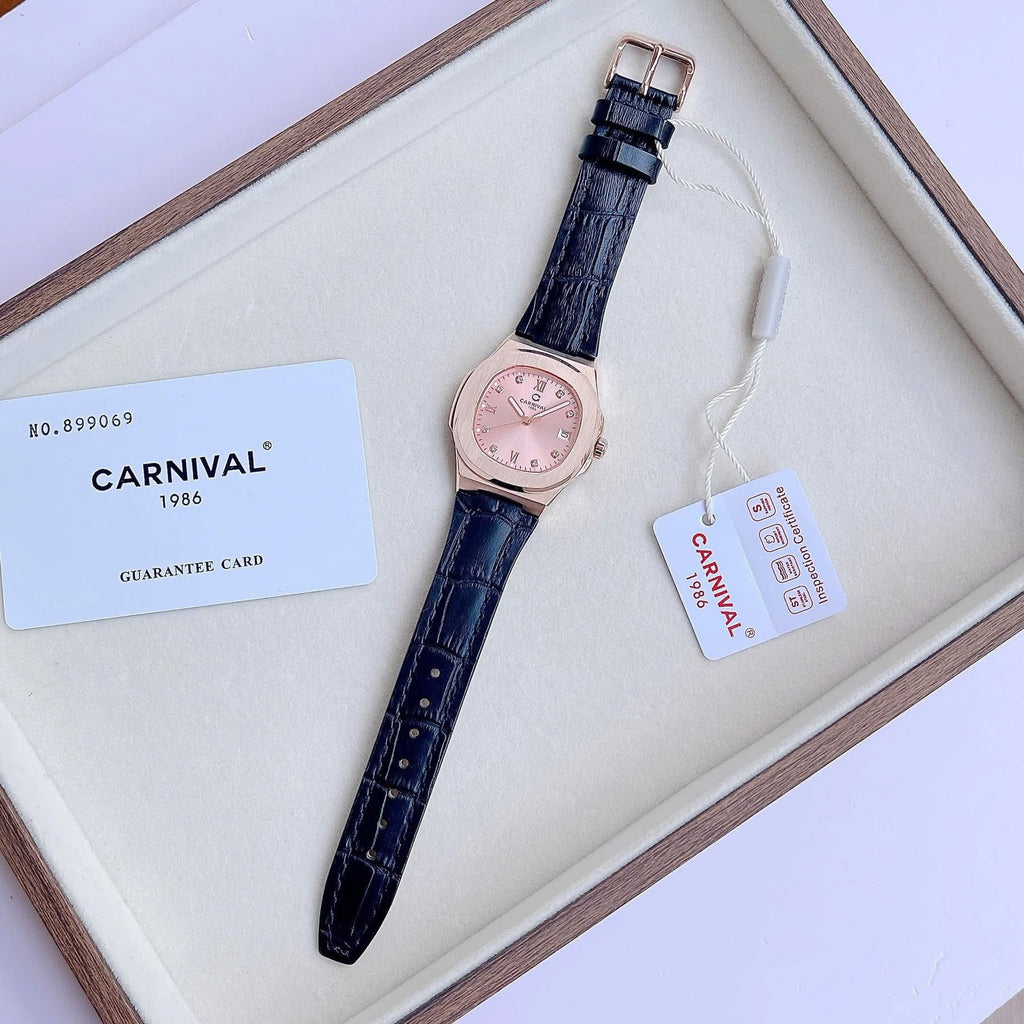 Carnival 8160L Rosegold Hồng Dây Da ( 8160L-VH-DD-H)