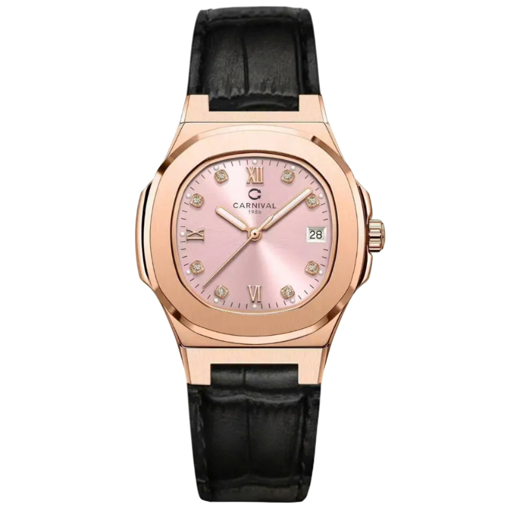 Carnival 8160L Rosegold Hồng Dây Da ( 8160L-VH-DD-H)