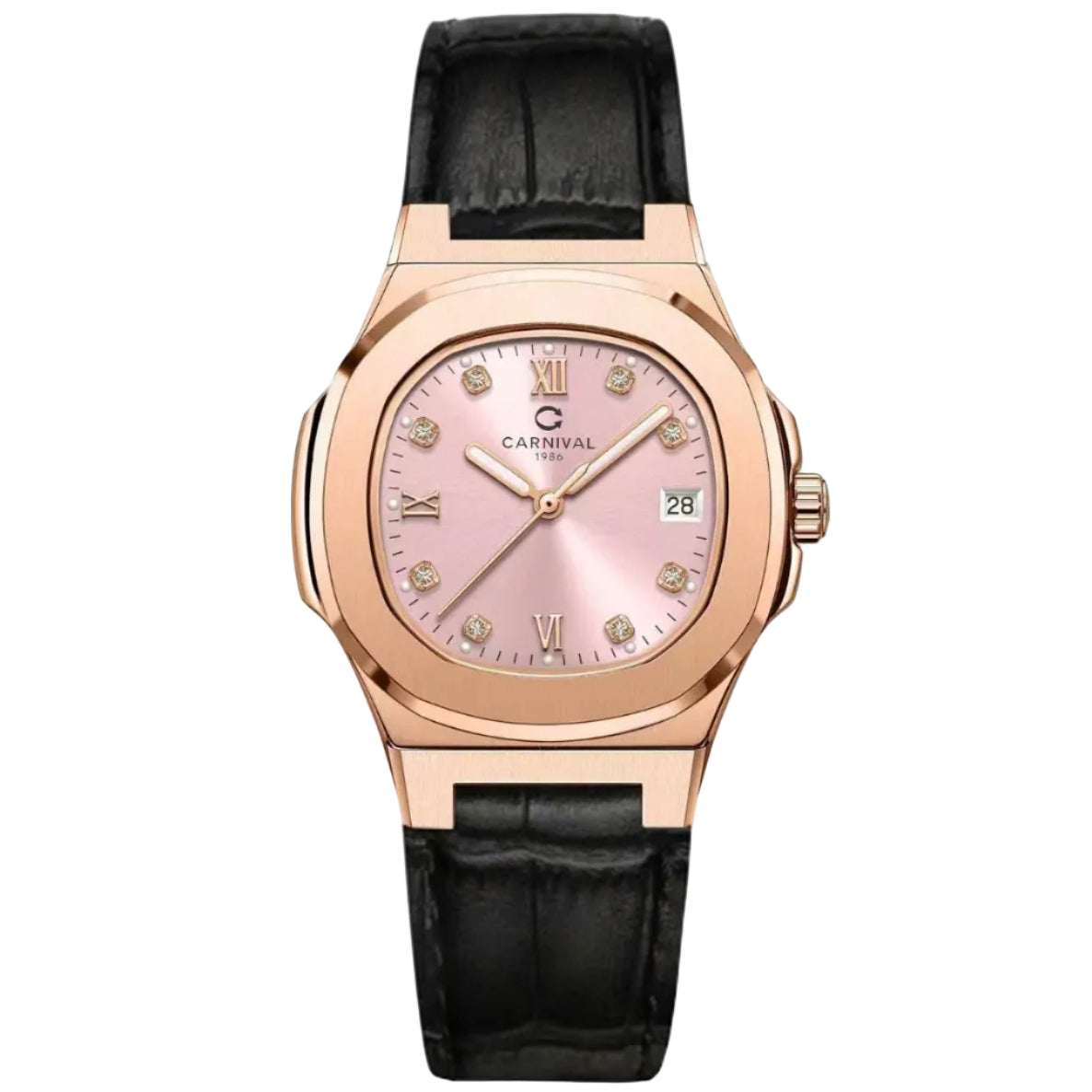 Carnival 8160L Rosegold Hồng Dây Da ( 8160L-VH-DD-H)