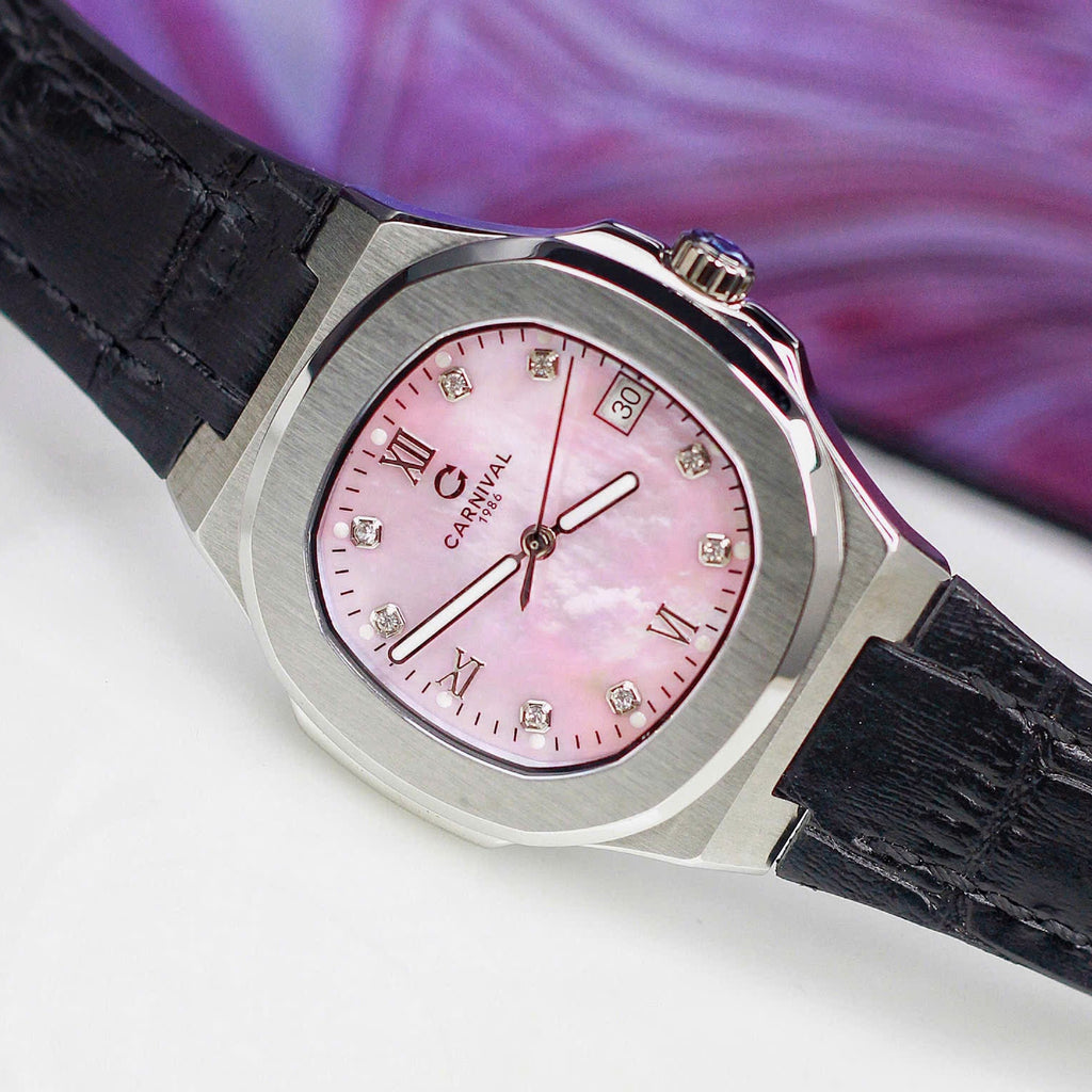 Carnival 8160L Rosegold Xà Cừ Hồng Dây Da ( 8160L-VH-DD-HK)