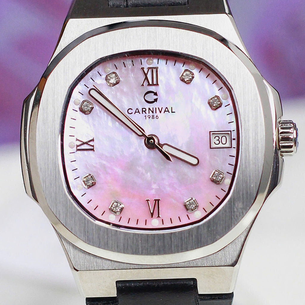 Carnival 8160L Rosegold Xà Cừ Hồng Dây Da ( 8160L-VH-DD-HK)