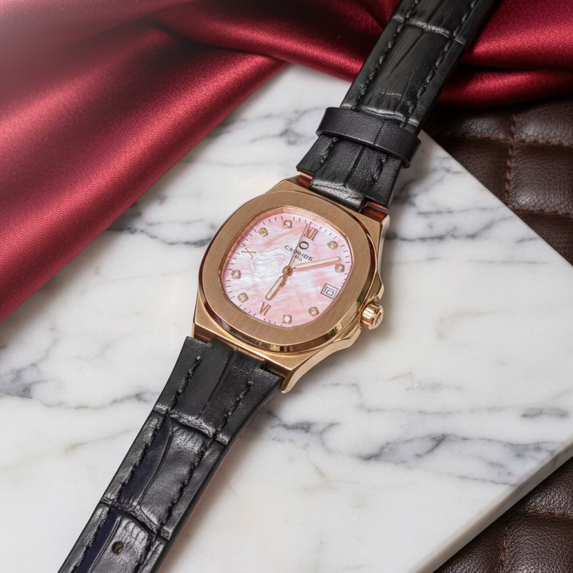 Carnival 8160L Rosegold Hồng Xà Cừ Dây Da ( 8160L-VH-DD-HK)
