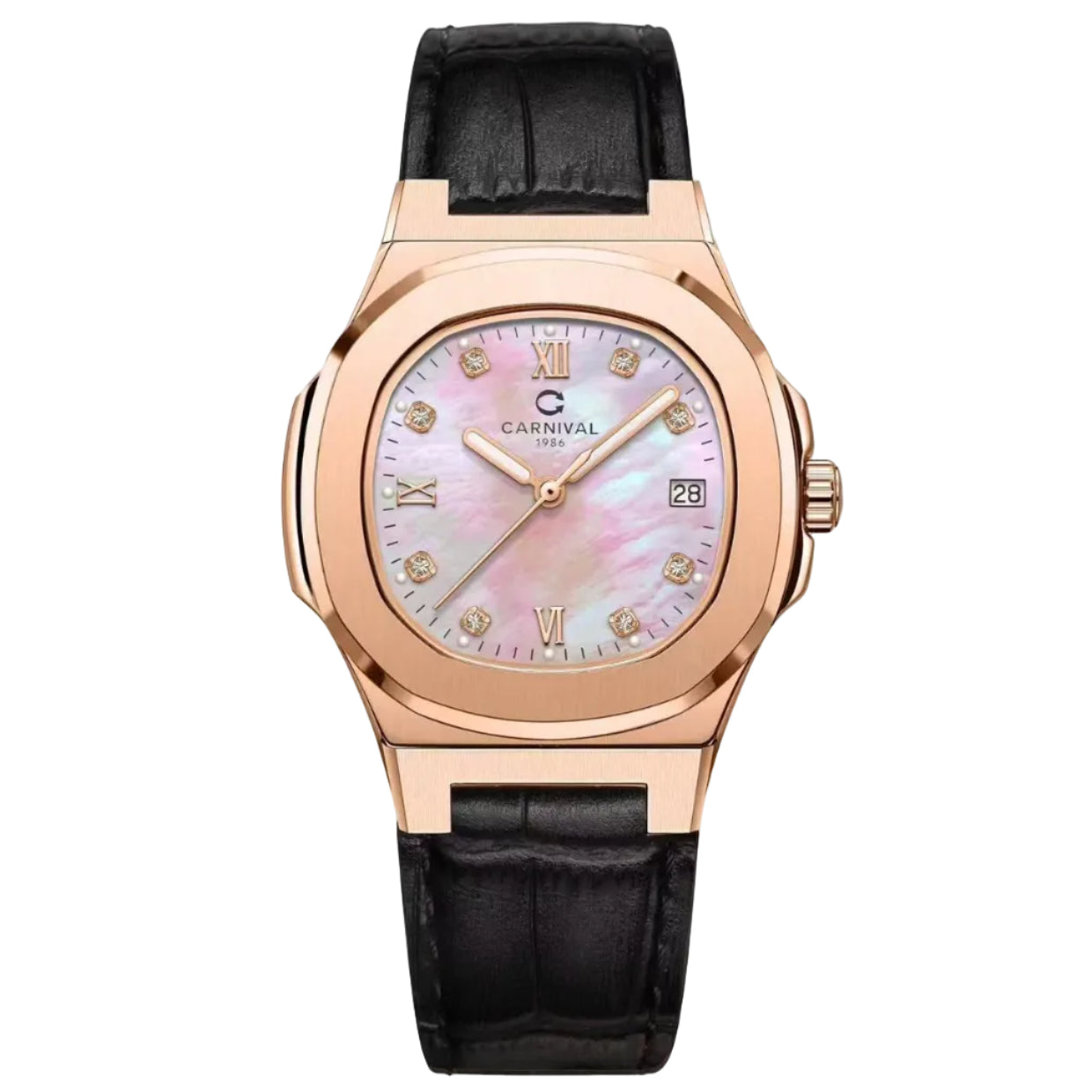 Carnival 8160L Rosegold Hồng Xà Cừ Dây Da ( 8160L-VH-DD-HK)