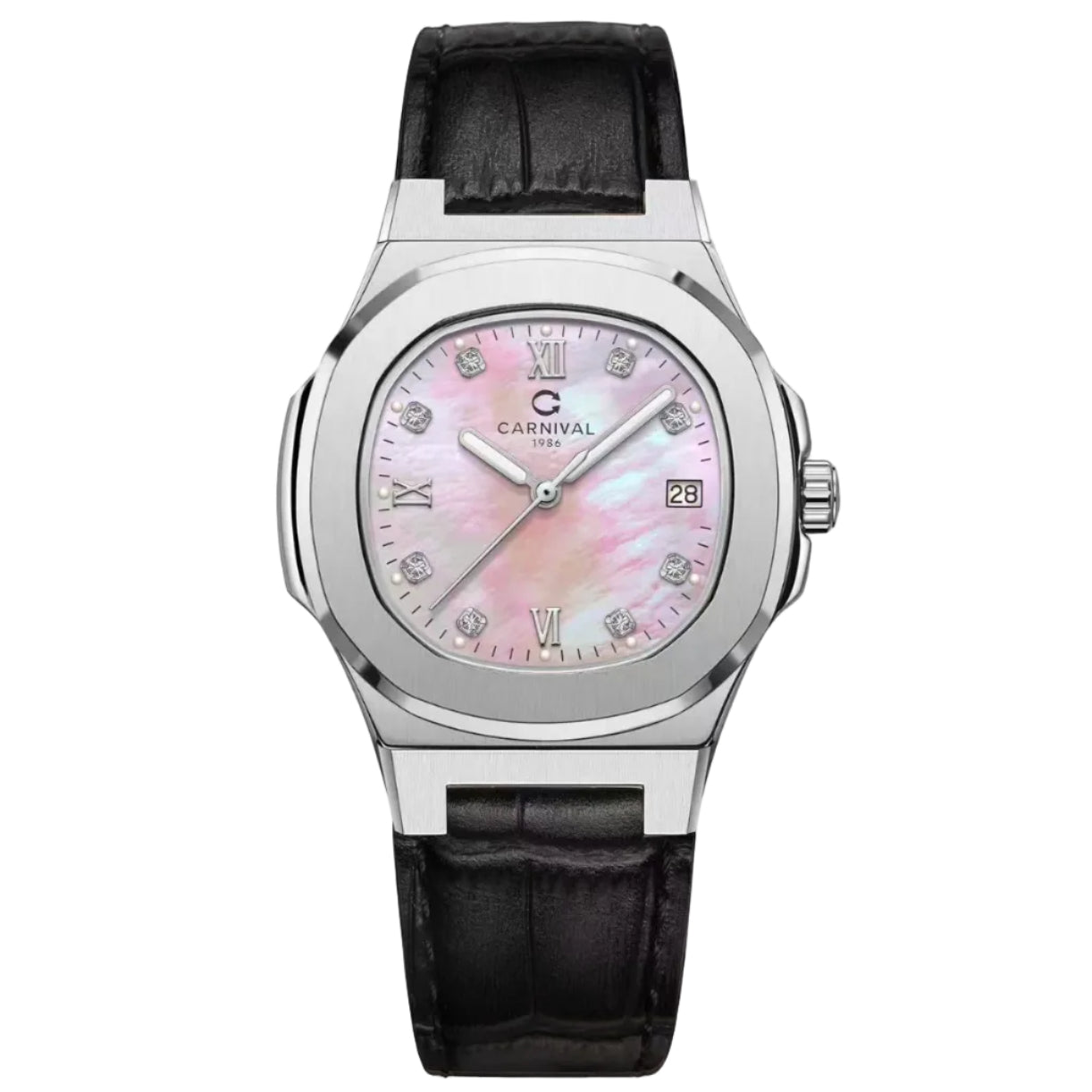 Carnival 8160L Rosegold Xà Cừ Hồng Dây Da ( 8160L-VH-DD-HK)