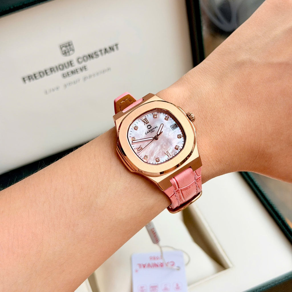 Carnival 8160L Rosegold Xà Cừ Hồng Dây Da Hồng ( 8160L-VH-DD-HK2)