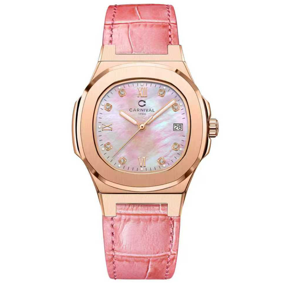 Carnival 8160L Rosegold Xà Cừ Hồng Dây Da Hồng ( 8160L-VH-DD-HK2)