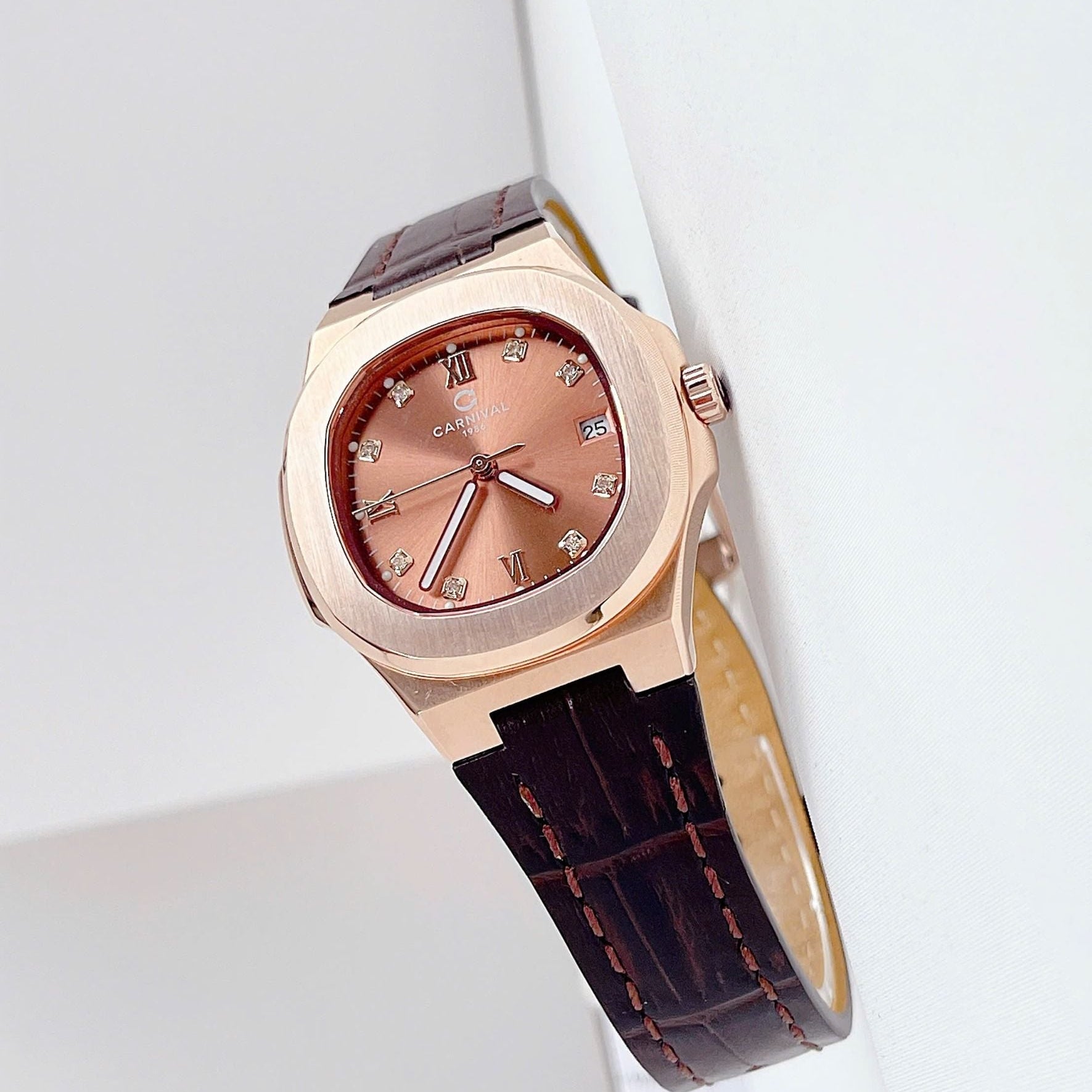 Carnival 8160L Rosegold Cá Hồi Dây Da ( 8160L-VH-DD-N)