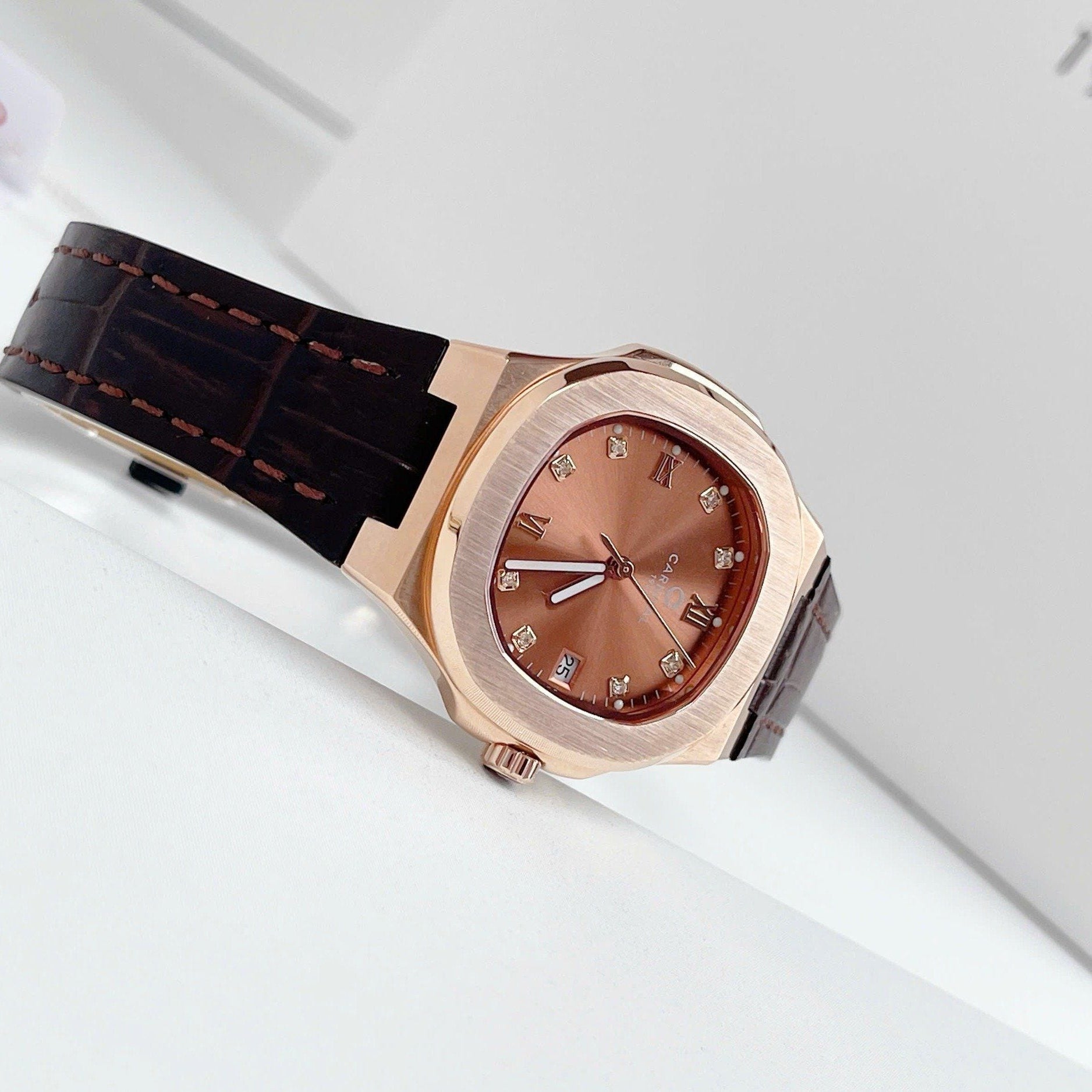 Carnival 8160L Rosegold Cá Hồi Dây Da ( 8160L-VH-DD-N)