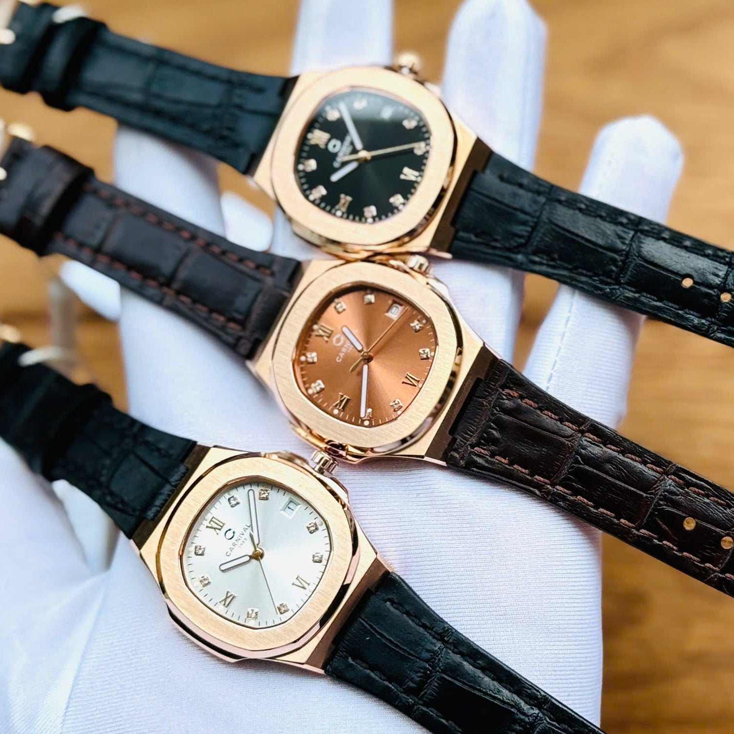 Carnival 8160L Rosegold Trắng Dây Da ( 8160L-VH-DD-T )