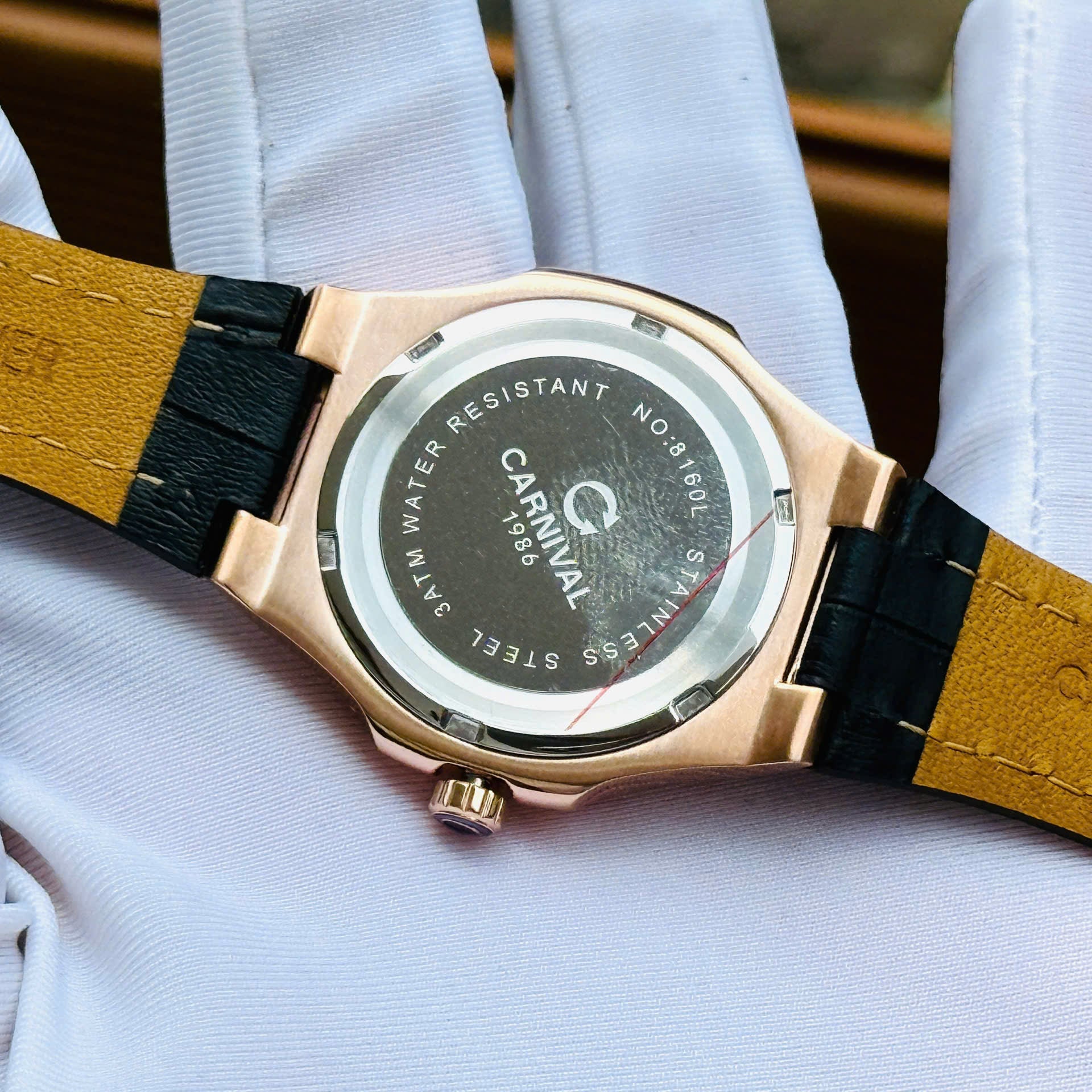Carnival 8160L Rosegold Trắng Dây Da ( 8160L-VH-DD-T )