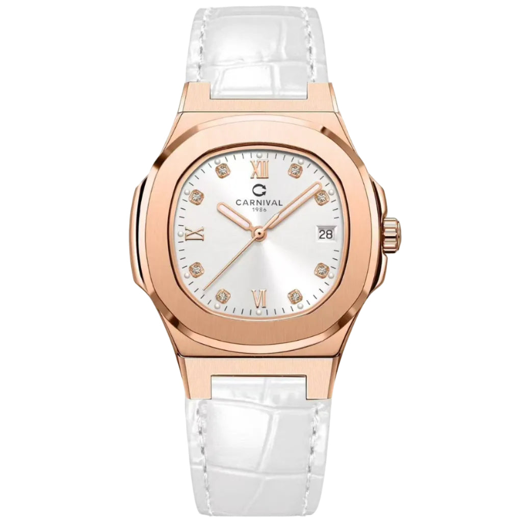 Carnival 8160L Rosegold Trắng Dây Da Trắng ( 8160L-VH-DD-T1)