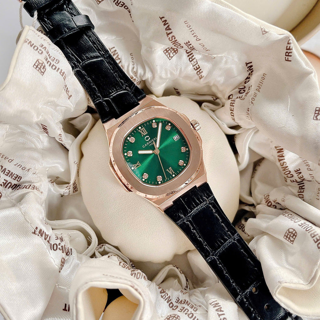 Carnival 8160L Rosegold Xanh Lá Dây Da ( 8160L-VT-DD-XL)