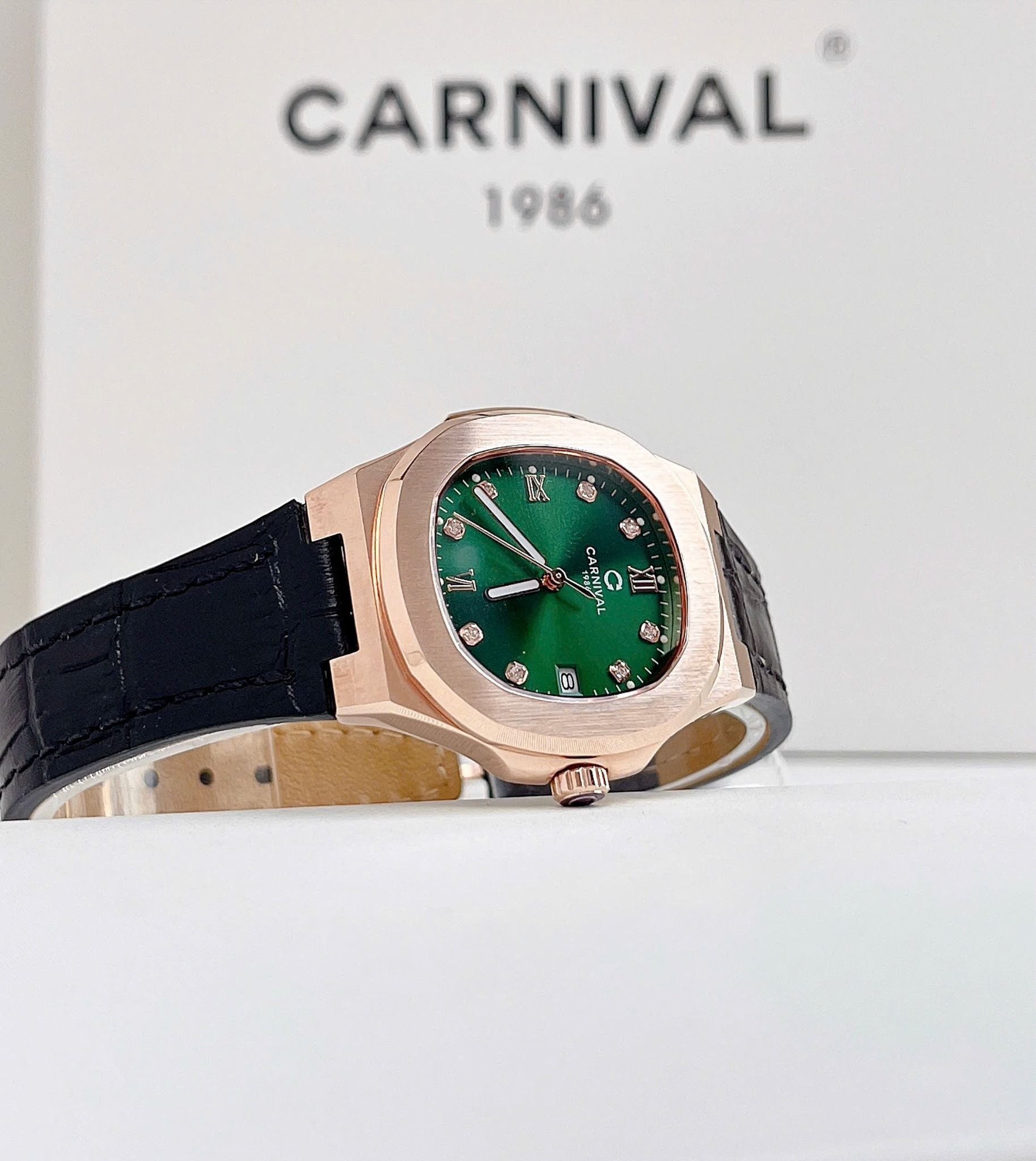 Carnival 8160L Rosegold Xanh Lá Dây Da ( 8160L-VT-DD-XL)