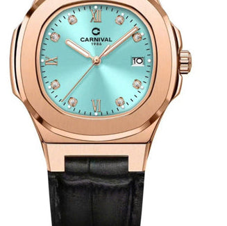 Carnival 8160L Rosegold Xanh Tiffany Blue Dây Da ( 8160L-VH-DD-XT)