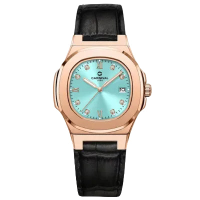 Carnival 8160L Rosegold Xanh Tiffany Blue Dây Da ( 8160L-VH-DD-XT)