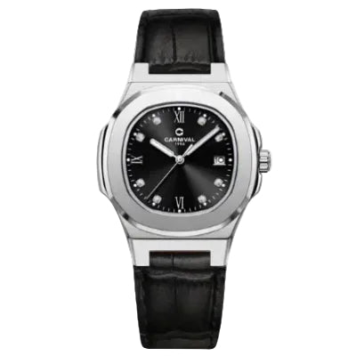 Carnival 8160L Rosegold Đen Dây Da ( 8160L-VT-DD-D)