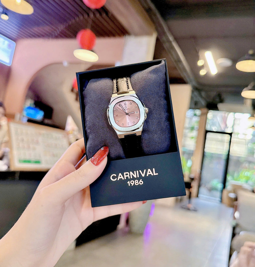 Carnival 8160L Bạc Hồng Pastel Dây Da ( 8160L-VT-DD-H)