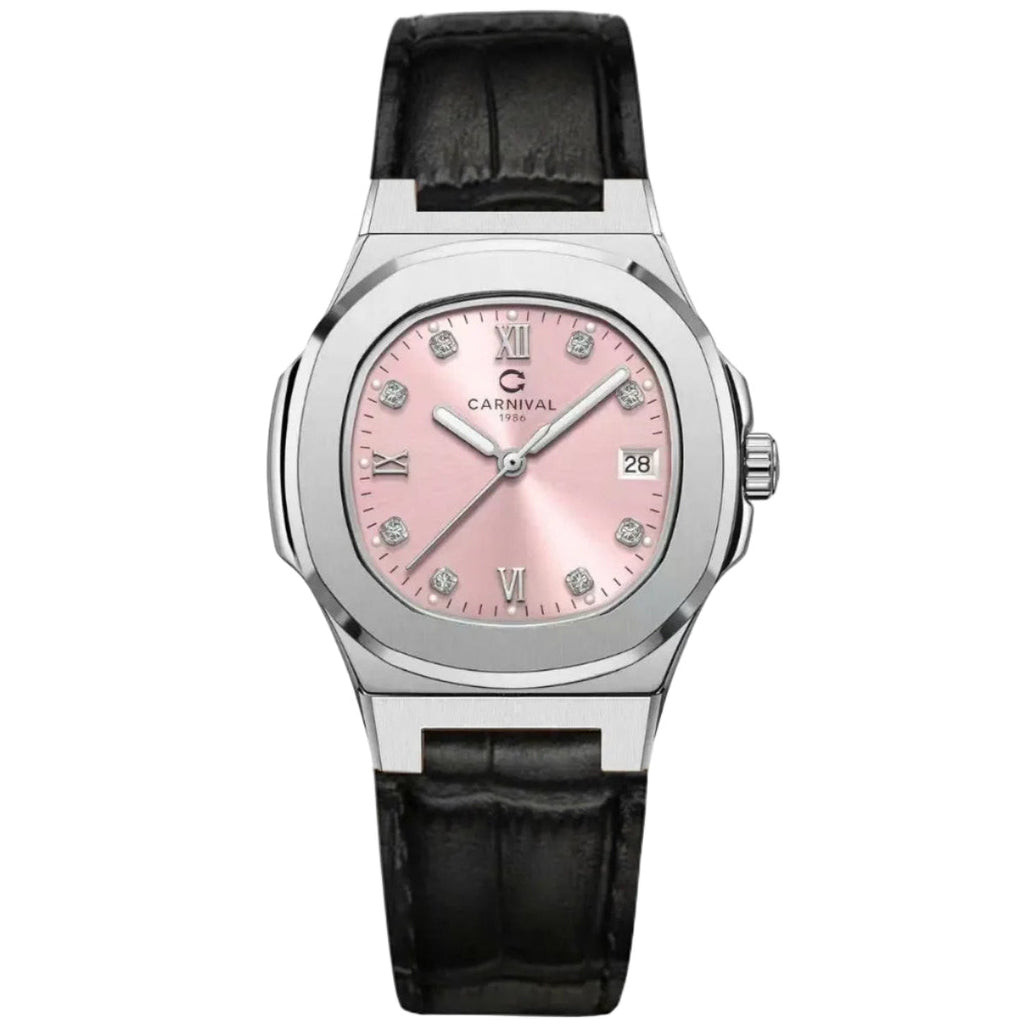 Carnival 8160L Bạc Hồng Pastel Dây Da ( 8160L-VT-DD-H)