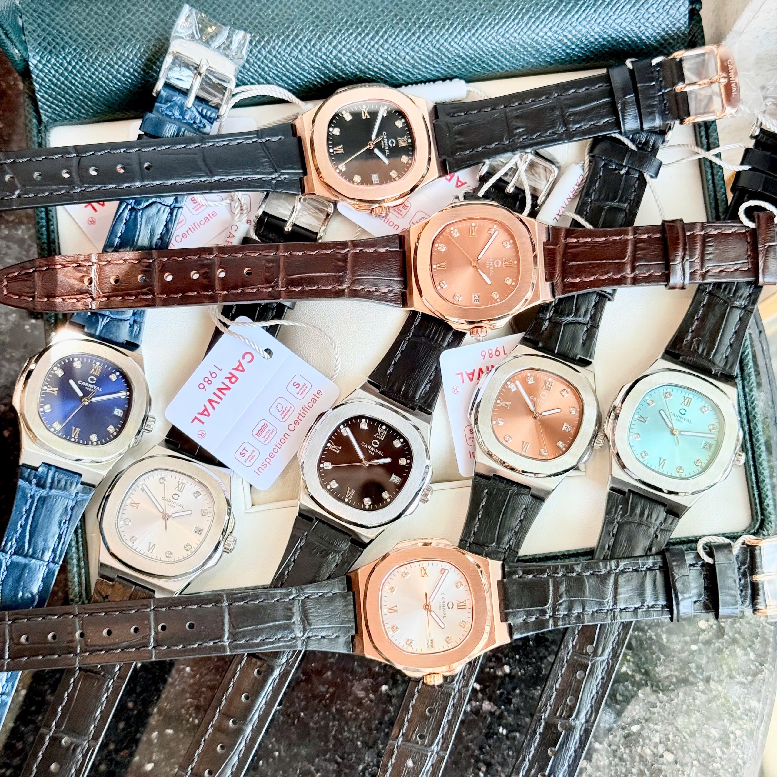 Carnival 8160L Rosegold Cá Hồi Dây Da ( 8160L-VT-DD-D)