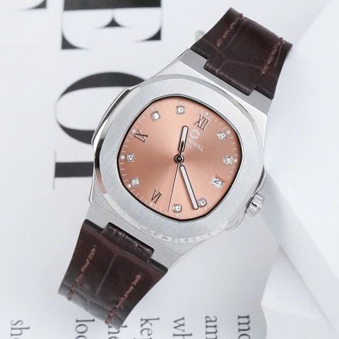 Carnival 8160L Rosegold Cá Hồi Dây Da ( 8160L-VT-DD-D)