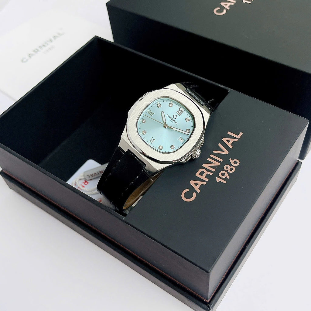 Carnival 8160L Bạc Xanh Tiffany Blue Dây Da ( 8160L-VT-DD-XT)