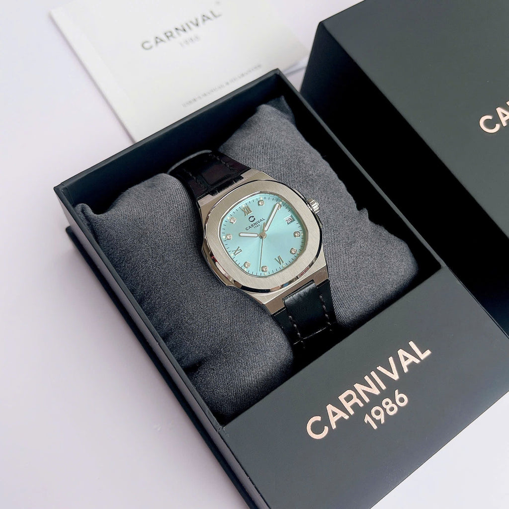 Carnival 8160L Bạc Xanh Tiffany Blue Dây Da ( 8160L-VT-DD-XT)