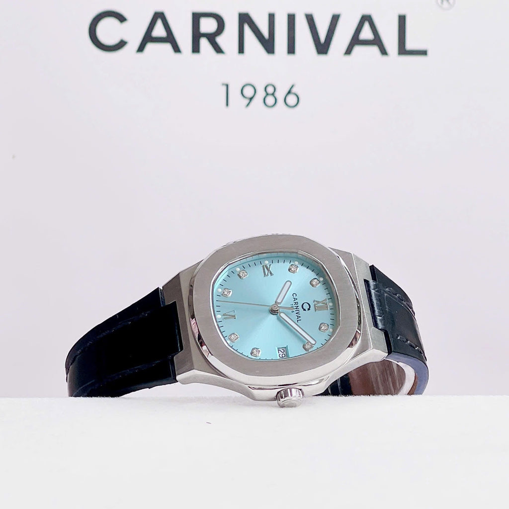 Carnival 8160L Bạc Xanh Tiffany Blue Dây Da ( 8160L-VT-DD-XT)