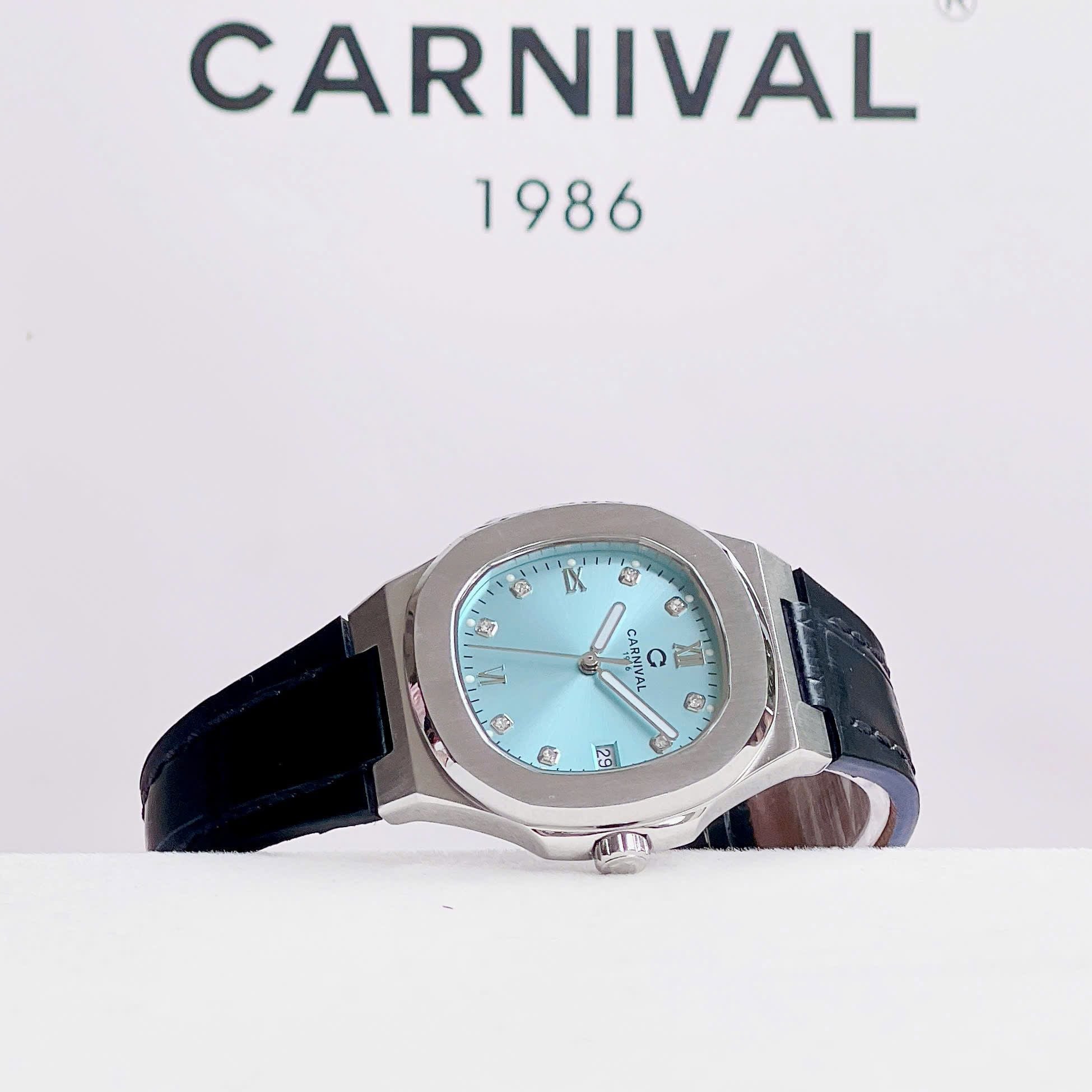Carnival 8160L Bạc Xanh Tiffany Blue Dây Da ( 8160L-VT-DD-XT)