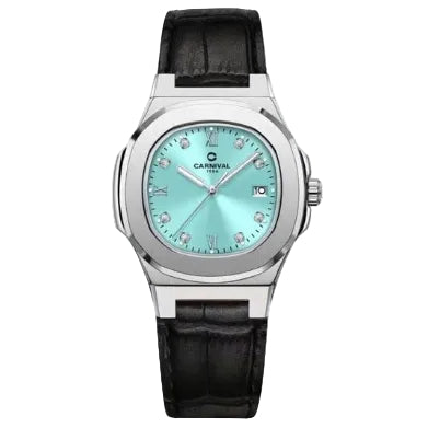 Carnival 8160L Bạc Xanh Tiffany Blue Dây Da ( 8160L-VT-DD-XT)