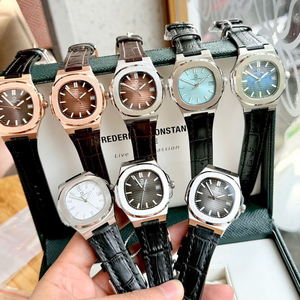 Carnival  8161L Rosegold Đen Dây Da ( 8161L-VH-DD-D)