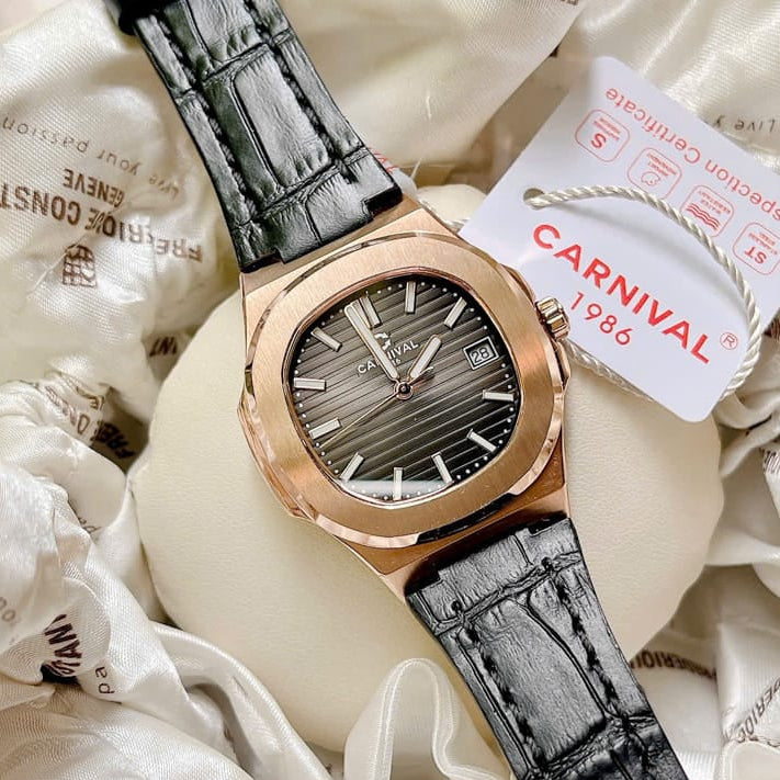 Carnival  8161L Rosegold Đen Dây Da ( 8161L-VH-DD-D)